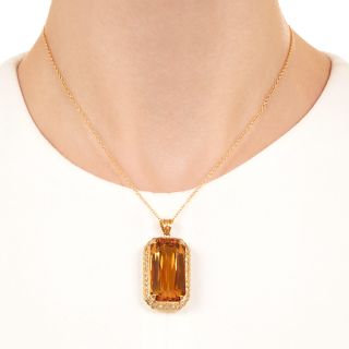Estate 32.49 Carat Citrine and Diamond 18K Pendant