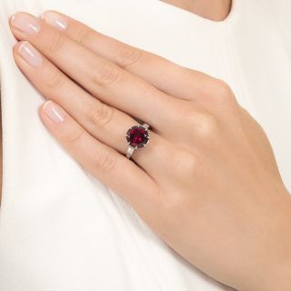 Estate 4.57 Carat Rhodolite Garnet and Diamond Ring