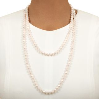 Estate 52-Inch Akoya Pearl Necklace - GIA