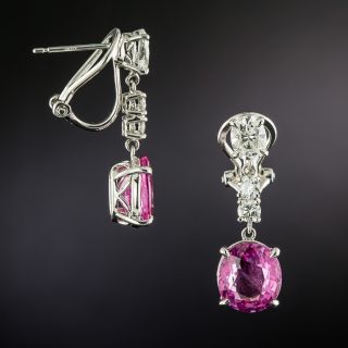 Estate 6.56 Carat Pink Sapphire and Diamond Dangle Earrings