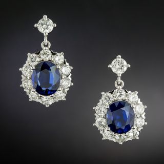 Estate 6.70 Carat Sapphire and Diamond Drop Earrings - 2