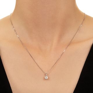 Estate .63 Carat European-Cut Diamond Solitaire Pendant 