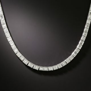 Estate 7.27 Carat Diamond Baguette 18K Rivière Necklace - 2