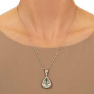 Estate 7.62 Carat Pear-Shaped Aquamarine and Diamond Necklace