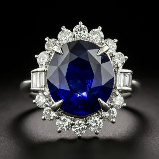 Estate 8.50 Carat Sapphire and Diamond Halo Ring - GIA - 3
