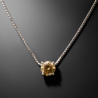 Estate .83 Carat Cognac Diamond Solitaire Necklace - 3