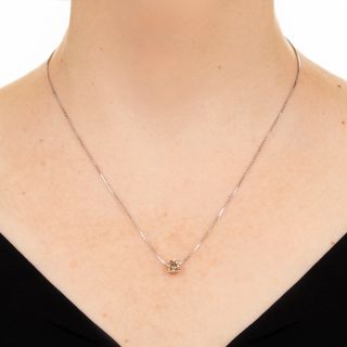 Estate .83 Carat Cognac Diamond Solitaire Necklace