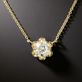 Estate .89 Carat European-Cut Diamond Buttercup Pendant  - 1
