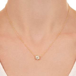 Estate .89 Carat European-Cut Diamond Buttercup Pendant 