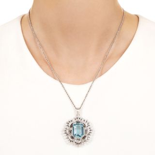 Estate 9.09 Carat Aquamarine and Diamond Pendant