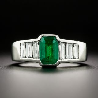 Estate .92 Carat Emerald and Baguette Diamond Ring - GIA - 3