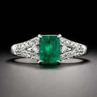 Estate .98 Carat Emerald and Diamond Ring - 3