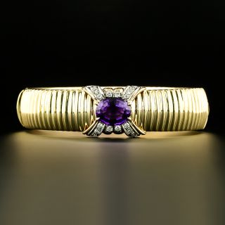 Estate Amethyst and Diamond Bangle Bracelet - 2