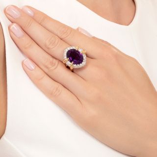 Estate Amethyst and Diamond Pavé Halo Ring