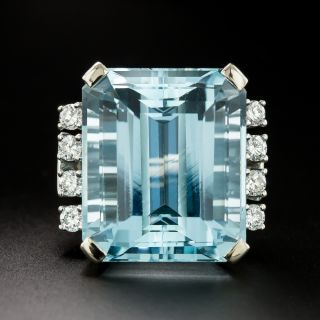 Estate Aquamarine and Diamond Cocktail Ring - 2