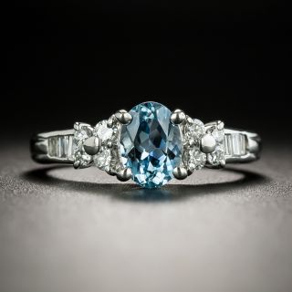 Estate Aquamarine and Diamond Ring - 2