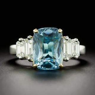 Estate Aquamarine and Diamond RIng - 2
