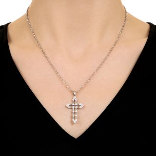 Estate Baguette and Round Diamond Cross