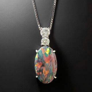 Estate Black Opal and Diamond Necklace - 5