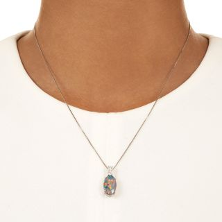 Estate Black Opal and Diamond Necklace