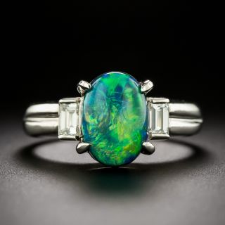 Estate Black Opal and Diamond Ring - 2