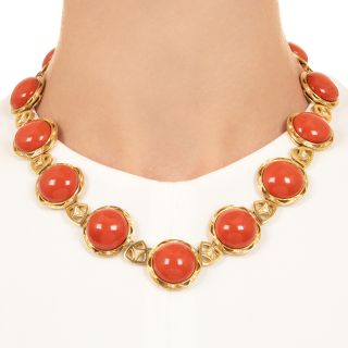 Estate Bold Coral Cabochon Necklace