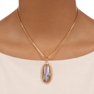 Estate Boulder Opal and Diamond Pendant