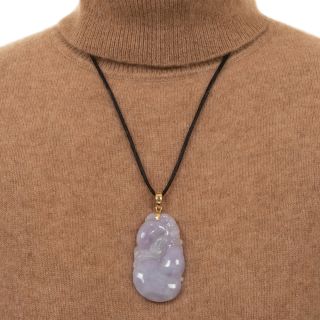 Estate Carved Lavender Jade Necklace