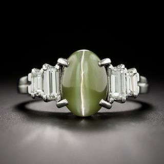 Estate Cat's Eye Chrysoberyl and Diamond Ring - 3