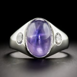Estate Color-Change Star Sapphire and Diamond Ring - GIA - 3
