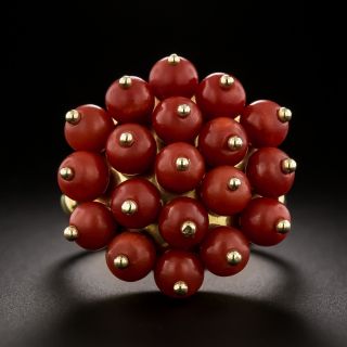 Estate Coral Bead Ring - 2