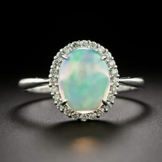 Estate Crystal Opal and Diamond Halo Ring - 3