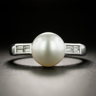 Estate Cultured Pearl and Diamond Ring - 1