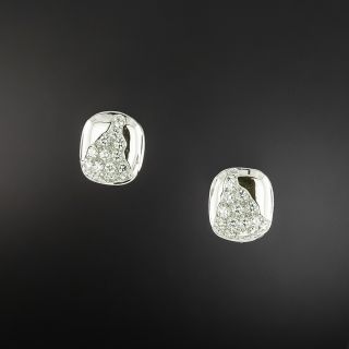 Estate Cushion-Shaped Pavé Diamond Earrings  - 1