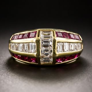Estate Diamond and Ruby Ring - 1