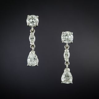 Estate Diamond Drop Earrings - 3