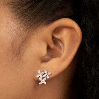 Estate Diamond Flower Earrings by Fortunoff