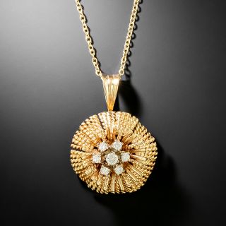 Estate Diamond Flower Pendant - 2