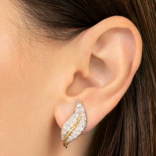 Estate Diamond Leaf Earrings