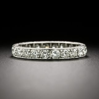 Estate Engraved Diamond Eternity Ring, French, Size 5 - 1