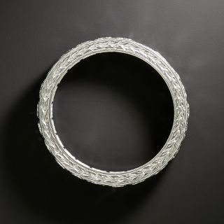 Estate Engraved Diamond Eternity Ring, French, Size 5