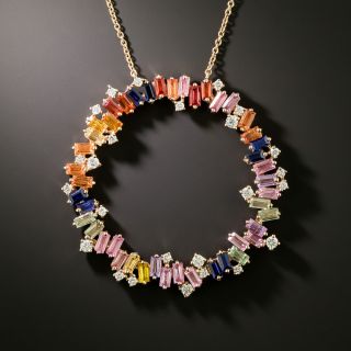Estate Fancy-Colored Sapphire and Diamond Circle Necklace - 3