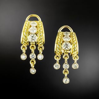 Estate Fancy Diamond Dangle Earrings - 2