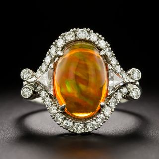 Estate Fire Opal And Diamond Ring - 2