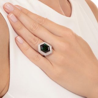 Estate Hexagonal Tourmaline and Diamond Ring