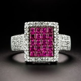 Estate Invisibly-Set Ruby and Diamond Ring, Size 8 1/4 - 3