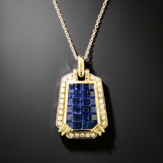 Estate Invisibly-Set Sapphire Pendant - 2
