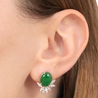 Estate Jade and Diamond Earrings