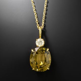 Estate Kornerupine and Diamond Pendant - 1