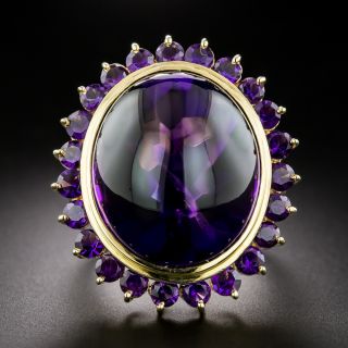 Estate Large Buff-Top Amethyst Halo Ring  - 3
